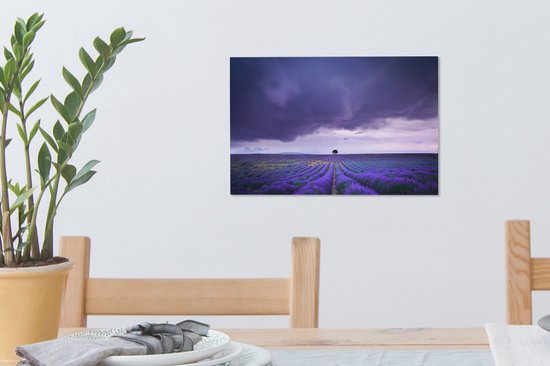 Nuages sur les champs de lavande Toile 30x20 cm - petit - Tirage photo sur toile (Décoration murale salon / chambre)