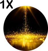 BWK Luxe Ronde Placemat - Gouden Glitter Regen - Set van 1 Placemats - 50x50 cm - 2 mm dik Vinyl - Anti Slip - Afneembaar