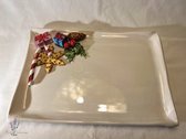 BellaCéramique 1875 | assiette de bonbons | assiette à serviette grand carré Noël | Italie - Vaisselle en céramique italienne 35 x 24,5 cm H 2 cm