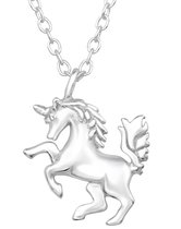 Joy|S - Zilveren eenhoorn paard hanger met ketting - 39 cm met extra oogje op 36 cm - voor kinderen