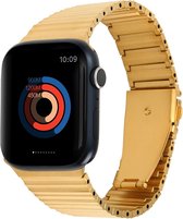 Stalen bandje - RVS - geschikt voor Apple Watch series 1/2/3/4/5/6/7/8/9/SE/SE 2/Ultra/Ultra 2 met case size 42 mm / 44 mm / 45 mm / 49 mm - goud