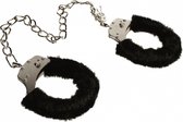 Menottes de cheville en métal noir - peluche noire - comprenant 2 clés - envoi discret
