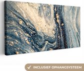 Canvas Schilderij Marmer - Verf - Glitter - Goud - 40x20 cm - Wanddecoratie