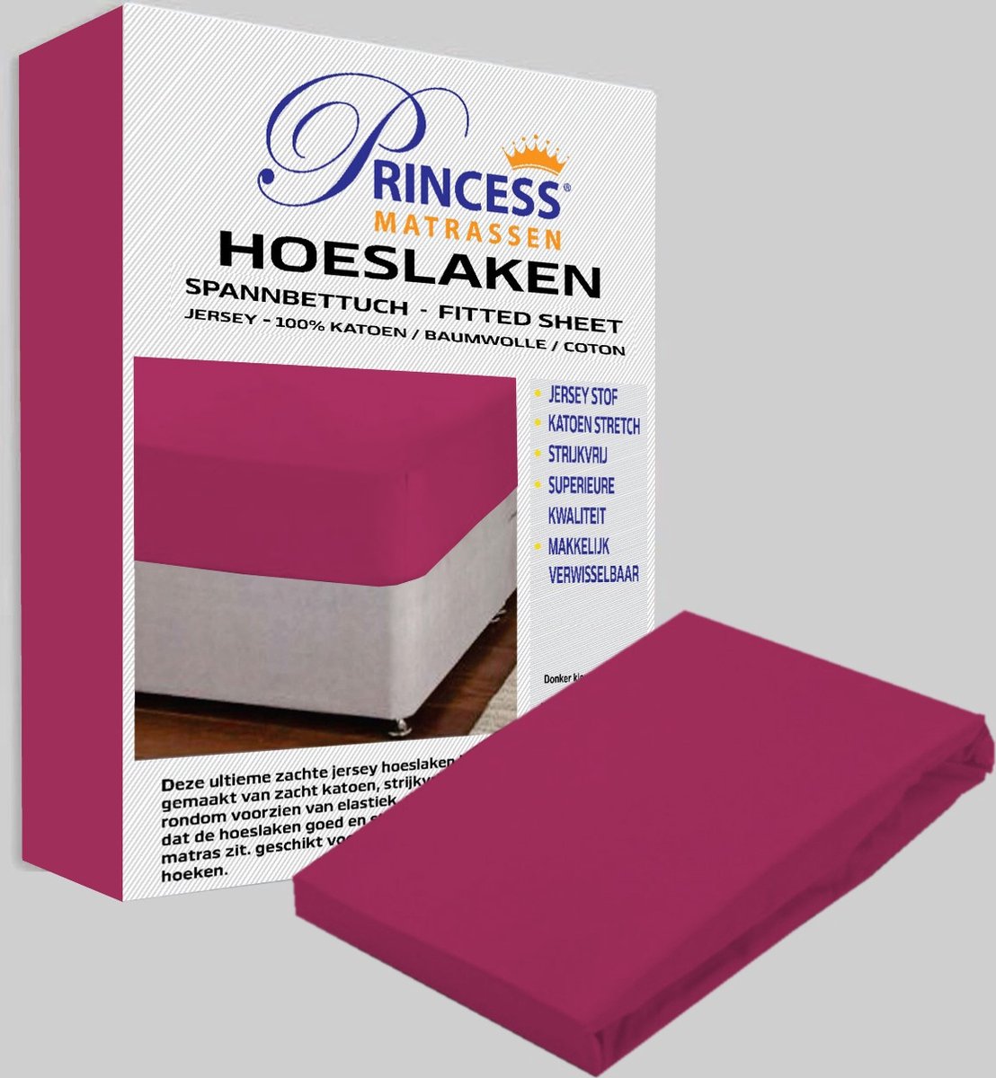 Het Ultieme Zachte Hoeslaken- Jersey -Stretch -100% Katoen -80x200x30cm-Roze