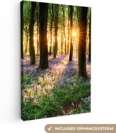 Toile - Canvasdoek - Forêt - Nature - Fleurs - Soleil - Toile de salon - Décoration - 80x120 cm