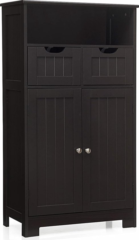 Vloerkast 2 Laden Vasagle Vloerkast Voor De Badkamer, Scandinavische Stijl, Mat Wit Vasagle Kast