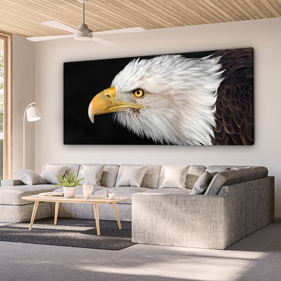 Tableau Toile Aigle - Vogel - Bec - Yeux - 160x80 cm - Décoration murale