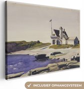 Canvas Schilderij Kustwacht, Maine - Edward Hopper - 80x60 cm - Wanddecoratie