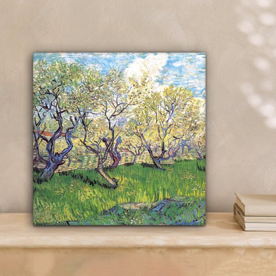 Tableau sur toile Verger avec pruniers en fleurs - Vincent van Gogh - 20x20 cm - Décoration murale