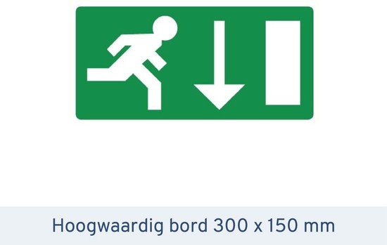 Foto: Noodpictogrammen pictogram nooduitgang rechts omlaag 300x150mm