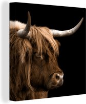 Schotse Hooglander - Dieren - Koe - Canvas - 20x20 cm - Wanddecoratie