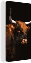 Schotse hooglander - Vacht - Koe - Canvas - 20x40 cm - Wanddecoratie