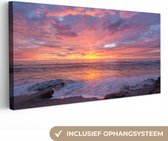 Toile Peinture Plage - Mer - Coucher de Soleil - 40x20 cm - Décoration murale