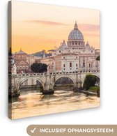 Canvas Schilderij Italië - Skyline - Rome - 50x50 cm - Wanddecoratie