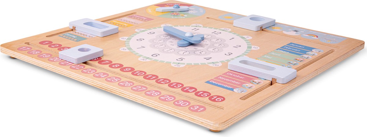 New Classic Toys® Houten Kalenderklok - Leer Klokkijken - Leerklok - Weet jij welke dag het is? Hoe laat is het? Schijnt de zon? - Dagen, Maanden, Seizoenen & Weer - Educatief Speelgoed - Vanaf 3 Jaar — afbeelding 2
