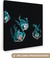 Canvas Schilderij Kwal - Zeedieren - Zwart - 20x20 cm - Wanddecoratie