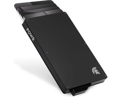 POWR Pasjeshouder Uitschuifbaar Zwart - Beschermhoes Bankpas Heren met Anti Diefstal - RFID Technologie - 5 Bankpasjes tot 8 Visitekaartjes - Aluminium Kaartenhouder Mannen - Anti Skim