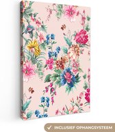 Peintures Fleurs - Pastel - Vintage - 120x180 cm - Décoration murale XXL