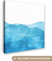 Canvas Schilderij Zee - Golven - Waterverf - 90x90 cm - Wanddecoratie