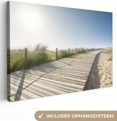 Canvas Schilderij Strand - Planken - Portugal - 120x80 cm - Wanddecoratie