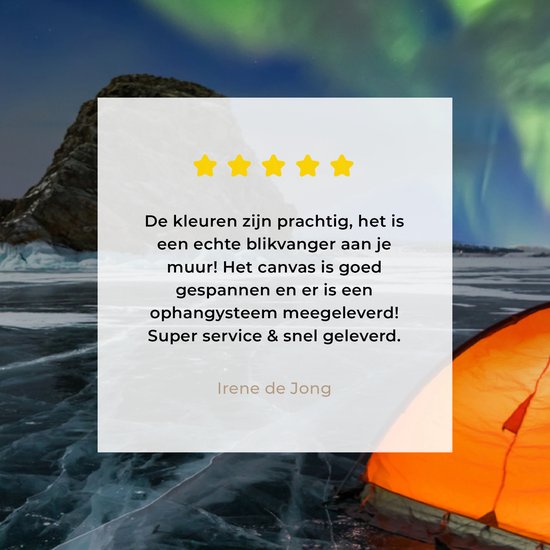 Tente sur la glace sous les aurores boréales toile 2cm 90x60 cm - Tirage photo sur toile (Décoration murale salon / chambre) / phénomènes naturels Peintures sur toile