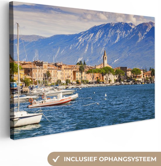 Le paysage urbain de Toscolano Maderno et du lac de Garde 60x40 cm - Tirage photo sur toile (Décoration murale salon / chambre)