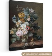 Stilleven schilderij - Bloemen - Boeket - Eelse Jelles Eelkema - Canvas stilleven - Schilderij stilleven - Wanddecoratie - 90x120 cm