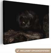 Panthère noire dans une toile de forêt sombre 2cm 120x80 cm - Tirage photo sur toile (Décoration murale salon / chambre)
