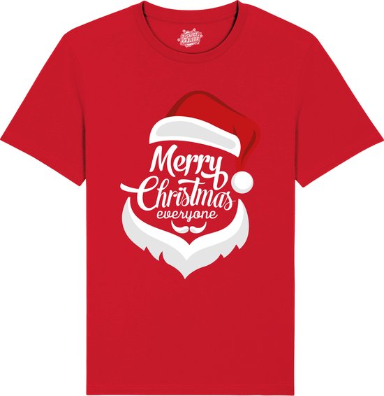 Merry Christmas Kerstbaard - Foute kersttrui kerstcadeau - Dames / Heren / Unisex Kleding - Grappige Kerst Outfit - T-Shirt - Unisex - Rood - Maat 4XL