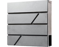 BRASQ Brievenbus Hangend Grijs Deluxe - Wandbrievenbus met Slot en krantenvak - Incl. Montagemateriaal & 2 Sleutels - Postbus - brievenbus - RVS