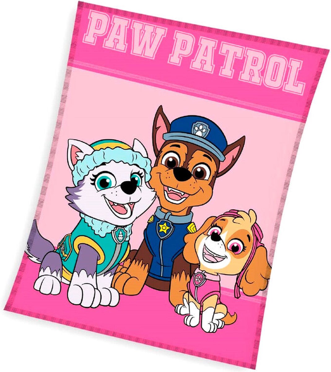 PAW Patrol fleece deken - roze - PAW Skye en Everest plaid - 100 x 140 cm.