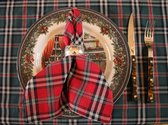 4x Servet Castle rood 40 x 40 (Strijkvrij)- Schotse ruit - kerst - tartan - traditioneel - vintage