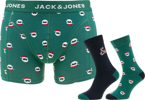 Jack & Jones giftbox 3P boxers & sokken sweet santa groen - L