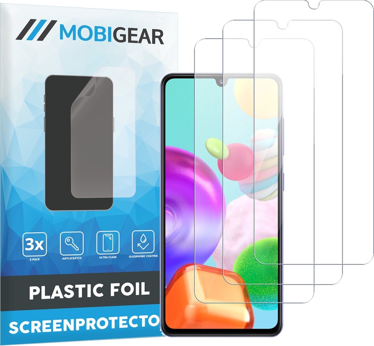 Mobigear Screenprotector geschikt voor Samsung Galaxy A41 | Mobigear Screenprotector Folie - Case Friendly (3-Pack)