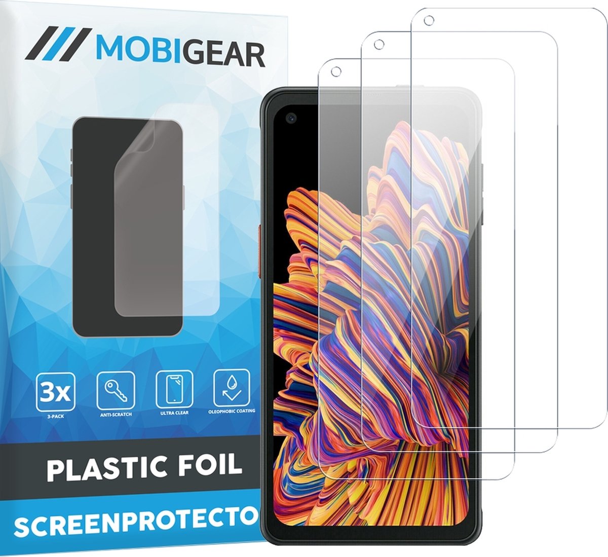 Mobigear Screenprotector geschikt voor Samsung Galaxy Xcover Pro | Mobigear Screenprotector Folie - Case Friendly (3-Pack)