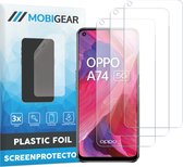 Mobigear Screenprotector geschikt voor OPPO A74 5G | Mobigear Screenprotector Folie - Case Friendly (3-Pack)