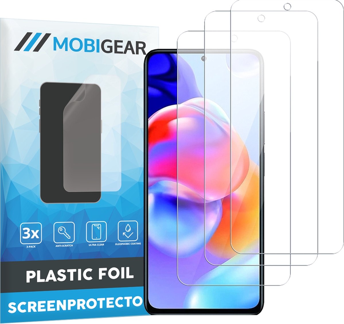 Mobigear Screenprotector geschikt voor Xiaomi Redmi Note 11 Pro Plus 5G | Mobigear Screenprotector Folie - Case Friendly (3-Pack)