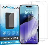 Mobigear Screenprotector geschikt voor Apple iPhone 15 Plus | Mobigear Screenprotector Folie - Case Friendly (3-Pack)