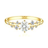 Aurora - 18k Geelgouden Moissanite Ring met Minimalistische Zijstenen - 0.5 karaat