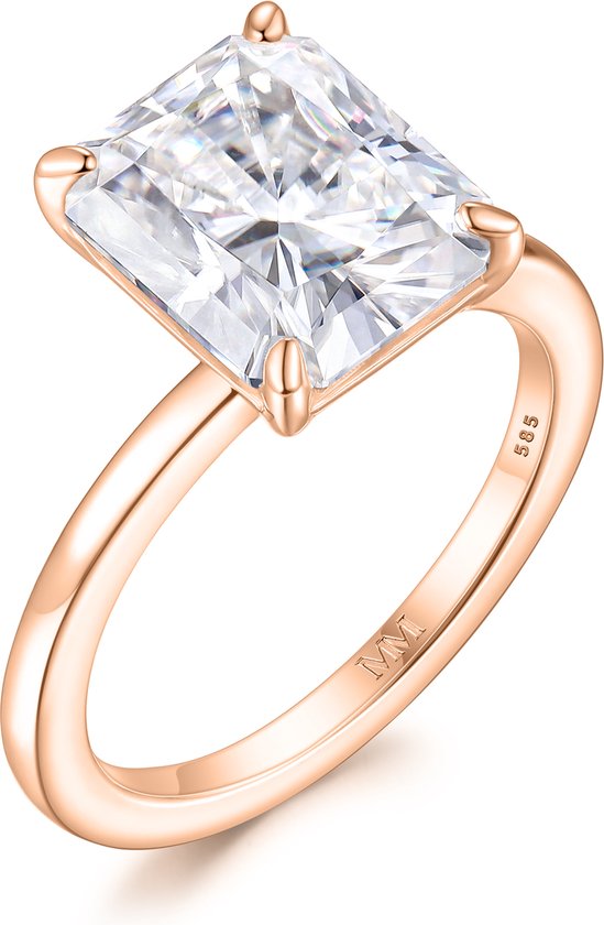 Radiana - 14k Roségouden Radiant Solitaire Moissanite Ring - 0.7 karaat
