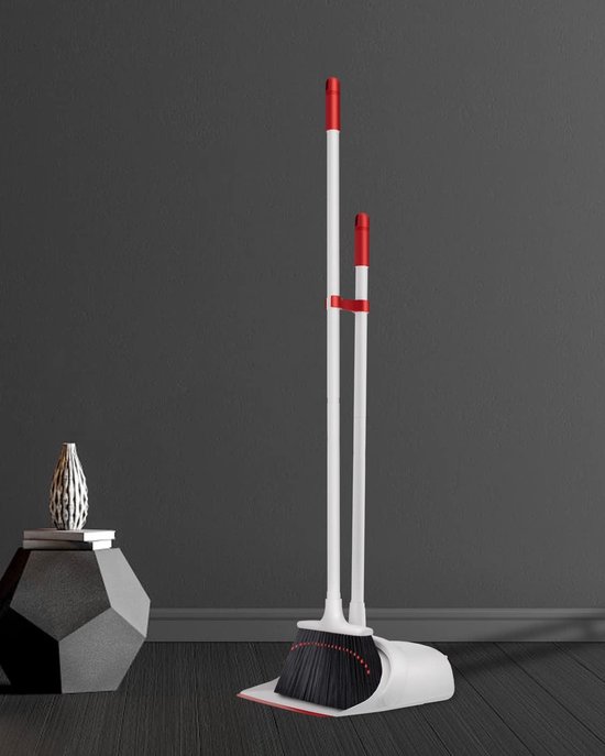 Broom with Handle, Dustpan Set with Teeth and Rubber Lip, Broom and Dustpan Set with Long Handle, Broom Outdoor/Indoor, Dustpan with Long Handle, Space Saving Dustpan for Home, Office van TreeLen — afbeelding 3
