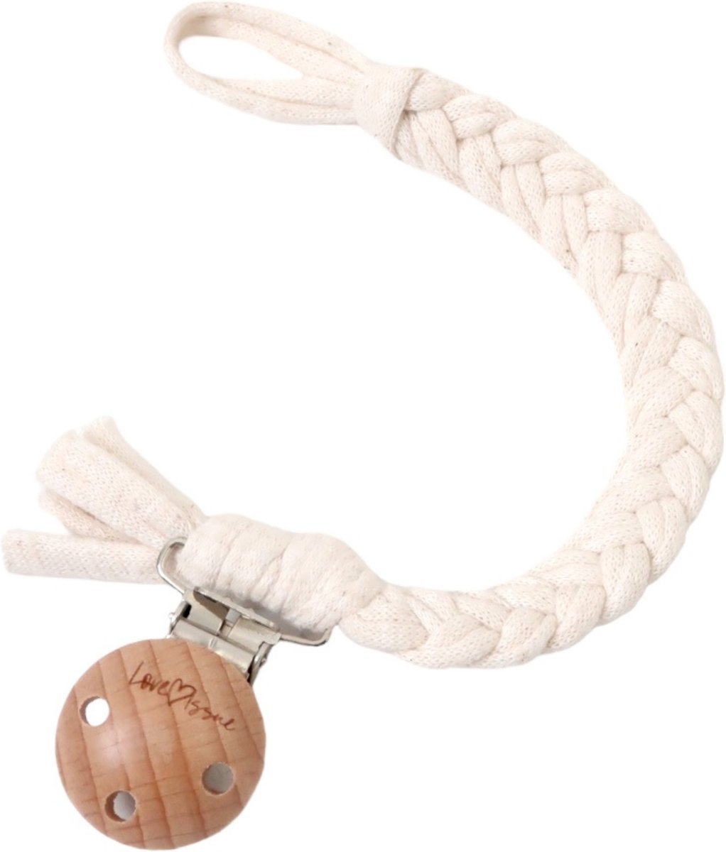 Goedkoopste LOVEissue speenkoord gevlochten katoen - Houten clip - Cotton
