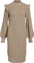 Object Dress Objmalena L/s Ruffle Knit Dress Noos 23043056 Fossil/melange Taille Femme - M