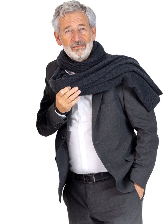 "LunaModi"-Donker Grijs-Cashmere-Sjaal Dames-Sjaal Heren-190*70 cm-Made In Italy-Heren-Sjaal Dames -Sjaals Dames-Sjaals Winter-ModeSjaal-Sjaals