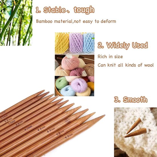 Knitting Needles, Double Point, 5 Pieces, 30 cm, No. 2.5