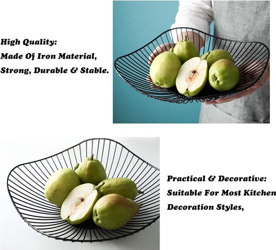 Zwarte fruitetagère met 3 etages, 360° draaibare fruitschaal, stalen etagère, metaal, voor display, serveerschaal, dessert, cake, gebak, koekjes, fruit, 25 x 16 x 26 cm
