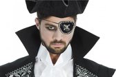 Chaks Piraten ooglapje - met elastiek - met schedel en strass steentjes - kunststof - zwart
