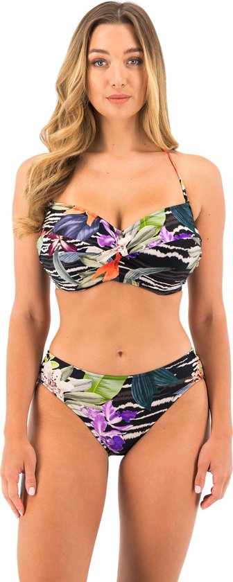 Bas de Bikini Femme Fantasy MALDIVES MID RISE BIKINI BRIEF - Noir Tropical - Taille XL