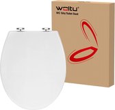 Toiletbril toilethoes Antibacterieel in Plastic,WC bril WC deksel met Quick Release knoop en Softclose,Wit