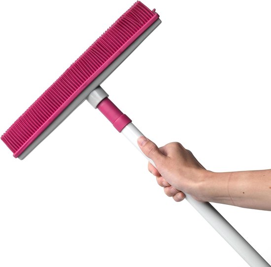 Kleeneze Balai En Caoutchouc Avec Raclette - Brosse De Nettoyage Pour Tapis, Moquettes Et Poils D'Animaux, Manche Extensible 1,2m, Anti-Rayures